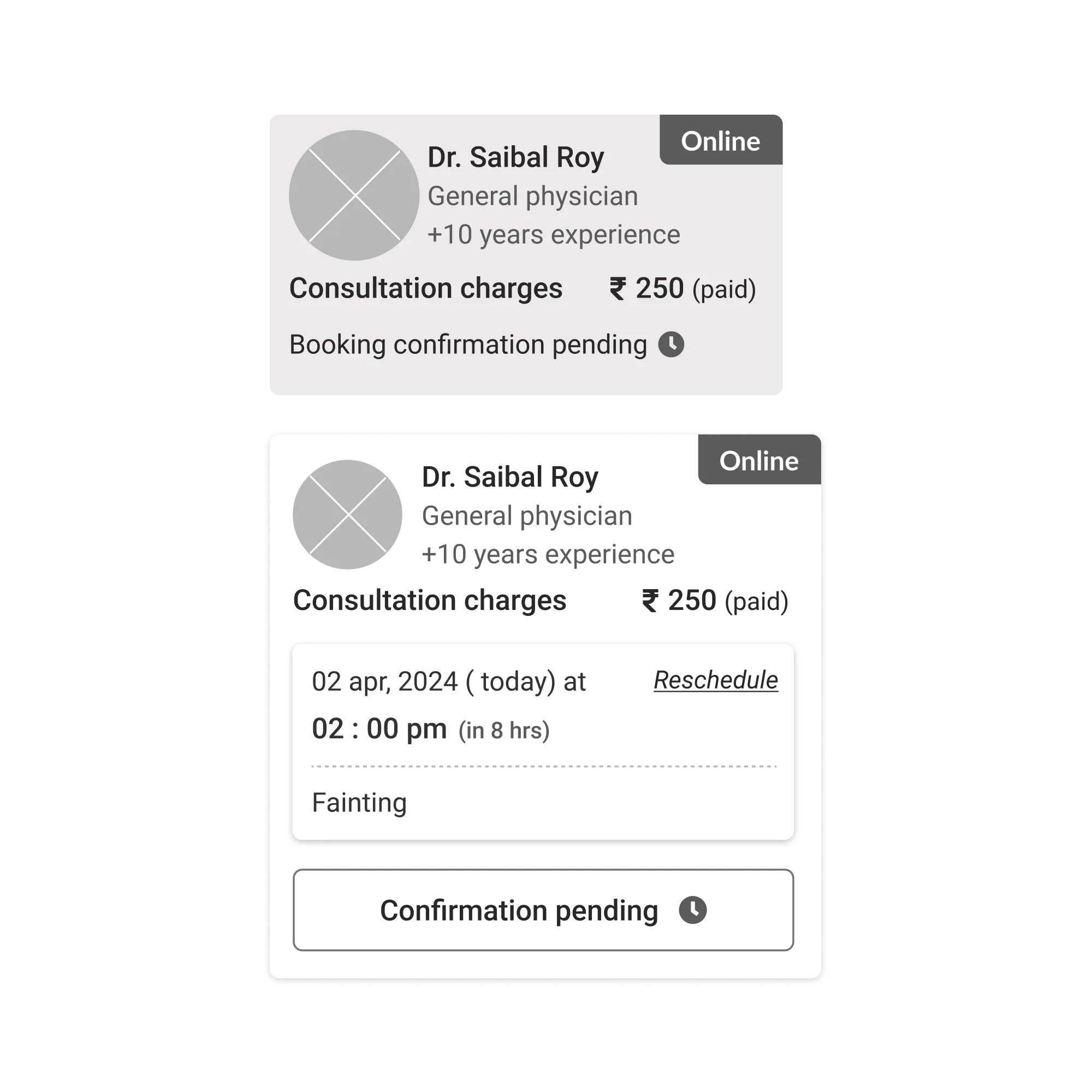 The same appointment data styled two different ways across screens